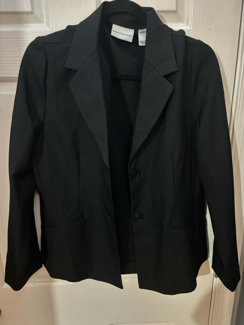 Alfred Dunner Women Black Two Button Work Blazer Jacket Size 8